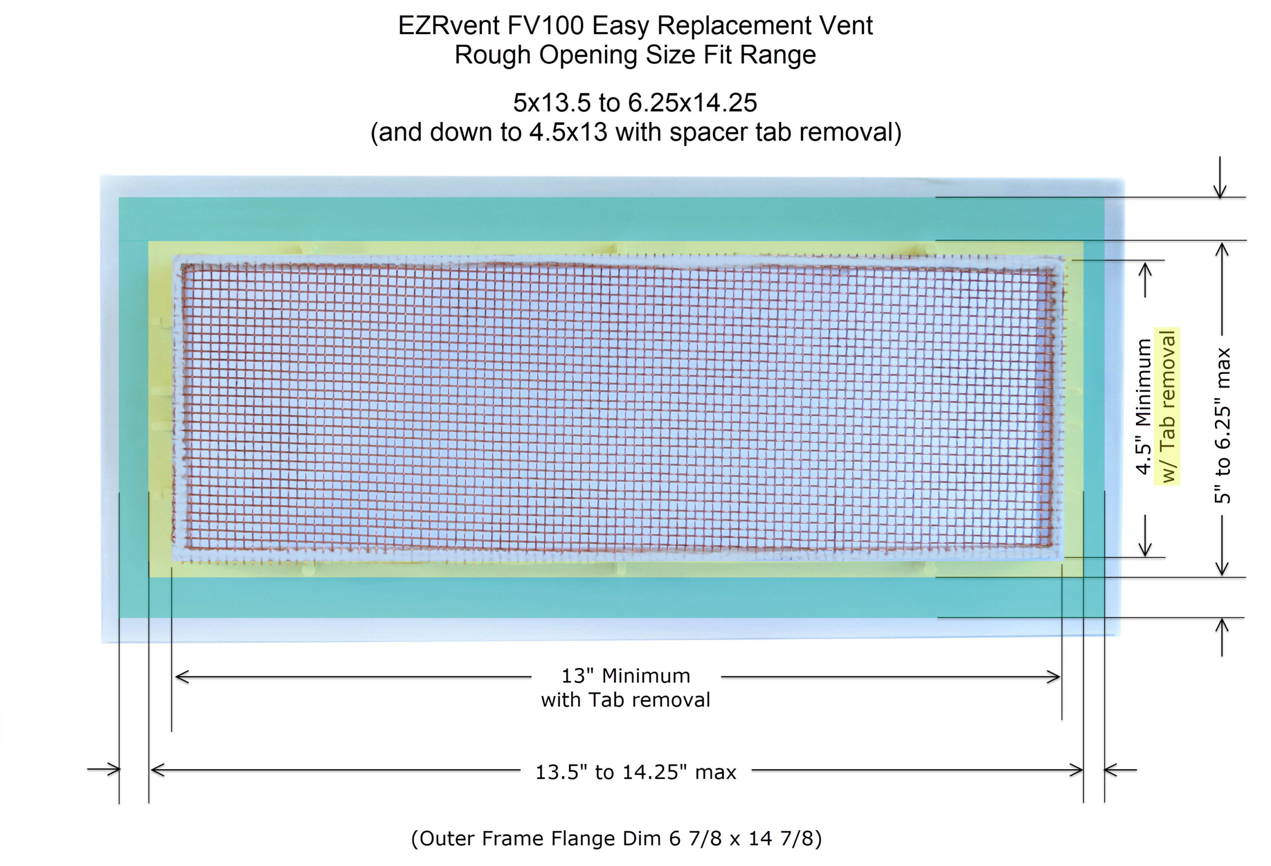 EZRvent FV100 Easy Replacement Vent - rough opening fit size range