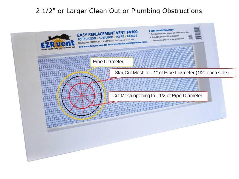 FV100 Foundation Vent Large Clean Out Pipe Obstruction Instructions