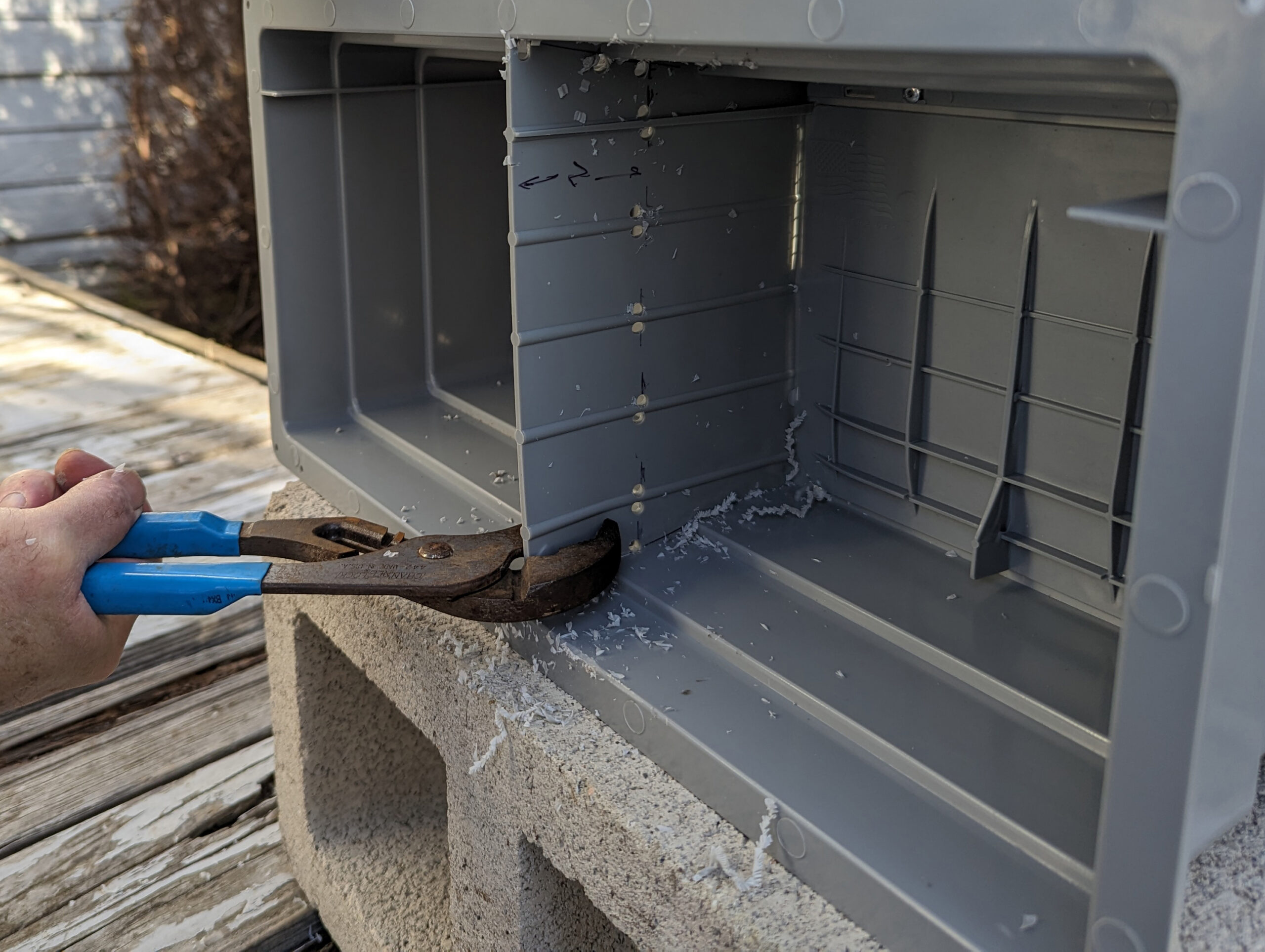 Vent Form Prep - Center Removal - break out channel-lock pliers Vent Form Prep - Center Removal break out channel-lock pliers